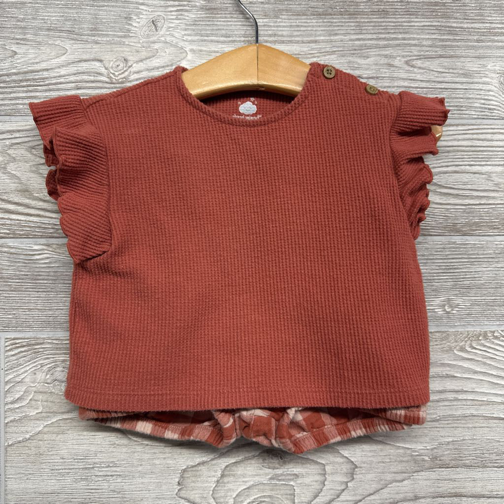 Flutter Sleeve Waffle SS Shirt & Gingham Shorts 18M