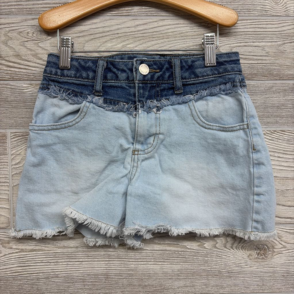 Two Toned Denim Shorts Frayed Hem 8