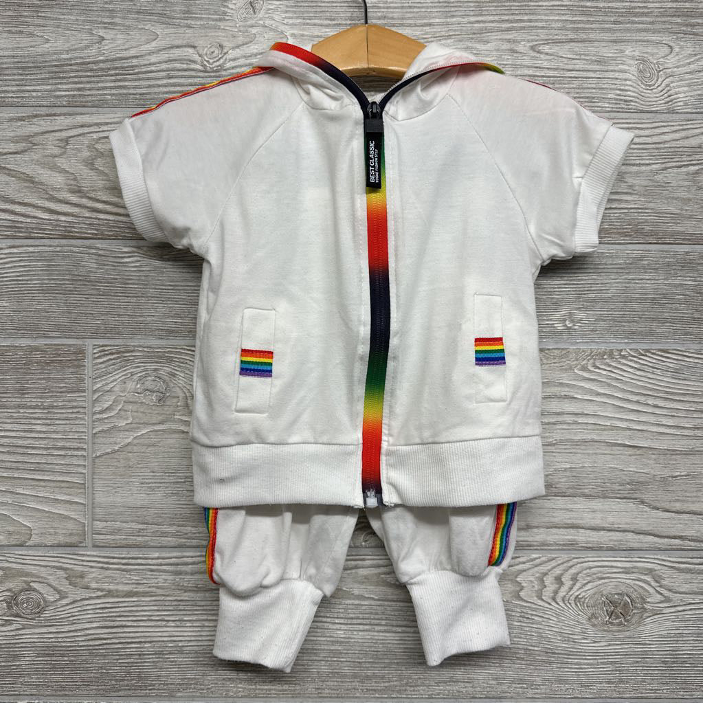Zip SS Jacket & Pants Rainbow Side Stripe 9M