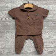 Ribbed SS Shirt W/ Collar & Pants 3-6M