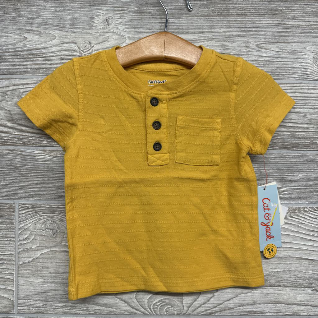 NEW Textured Henley Shirt Chest Pocket 12m