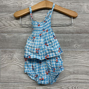 NEW Smocked Tank Top & Shorts Gingham Flowers 18m