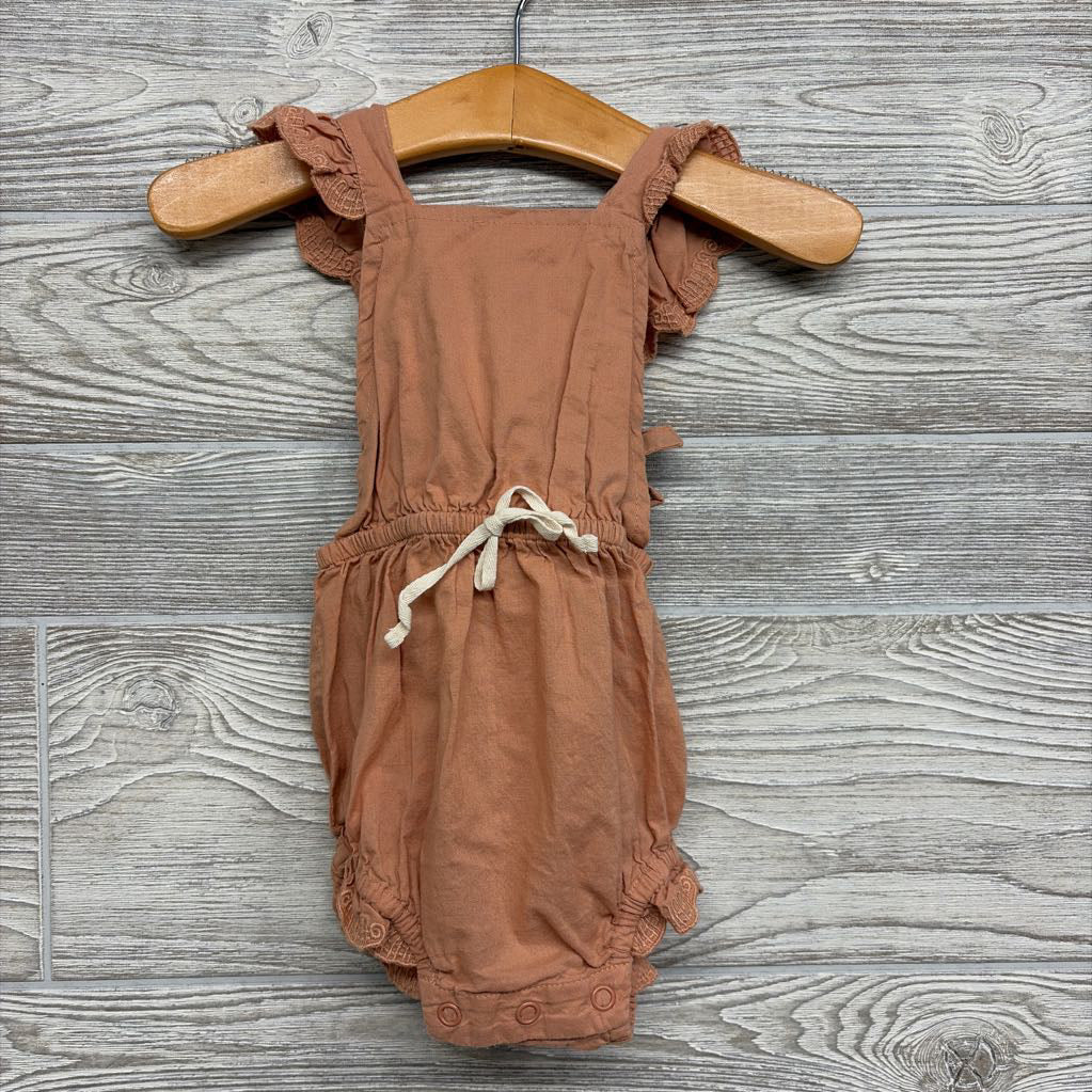Bib Romper Ruffle Trim 6-12m