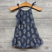 Chambray Tank Tiered Dress Flowers Leaves 12-18m