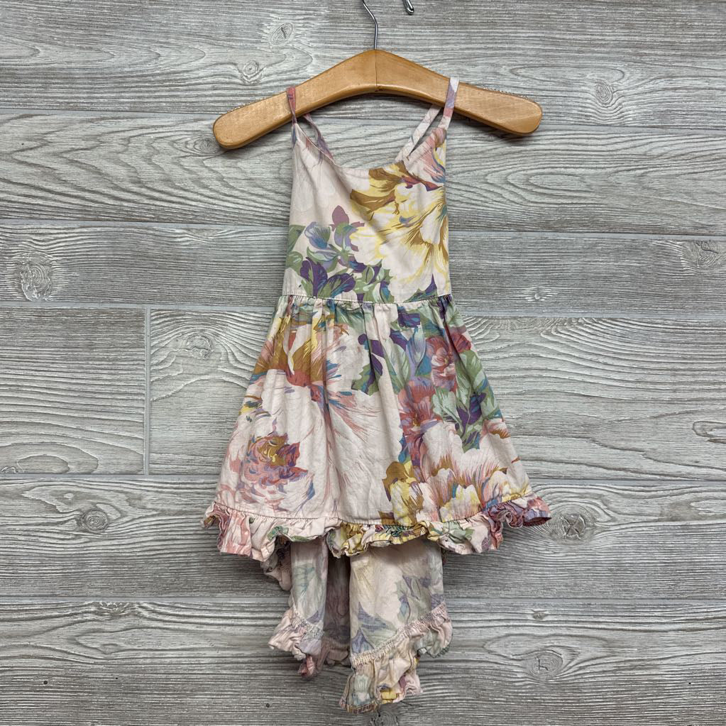 Halter Hi-Lo Dress Flowers Ruffle Trim 9-12m