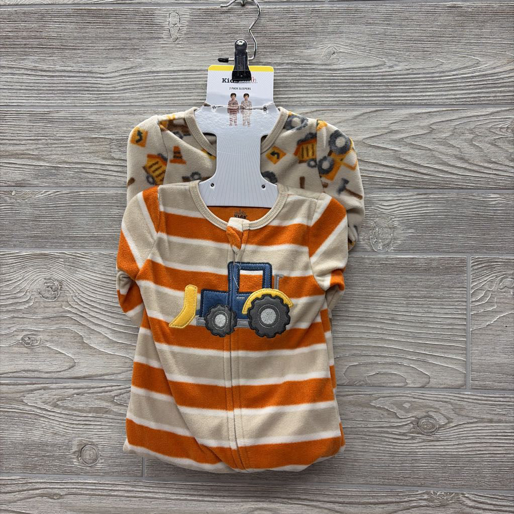 NEW 2 Pk Blanket Sleepers Stripes Construction Trucks 6m