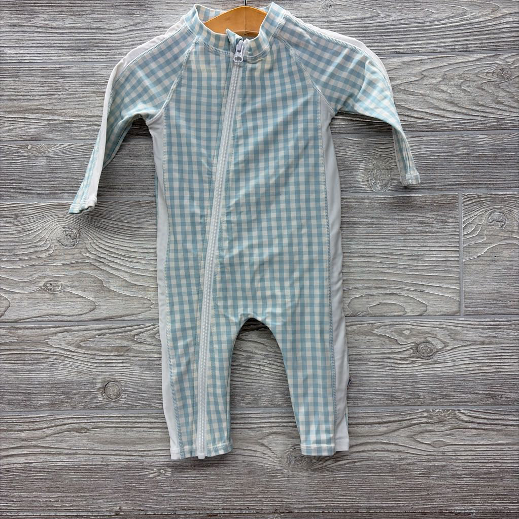 LS Romper Swimsuit Gingham 6-12m