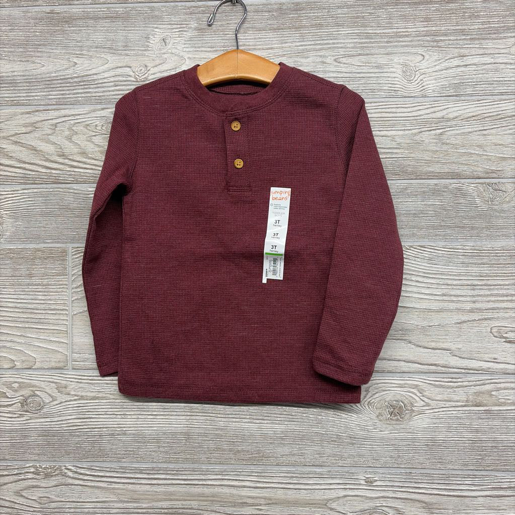 NEW LS Waffle Knit Henley Shirt 3T