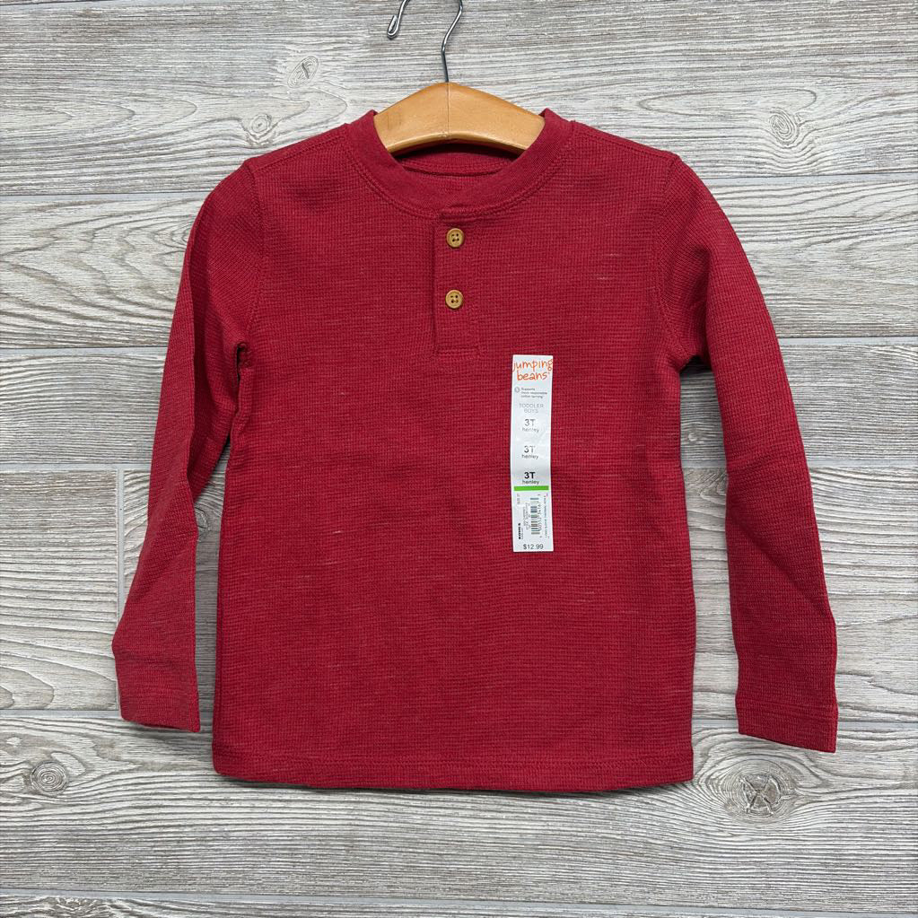 NEW LS Waffle Knit Henley Shirt 3T