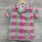 2 Pc Plush Button Up Shirt & Shorts Gingham 10