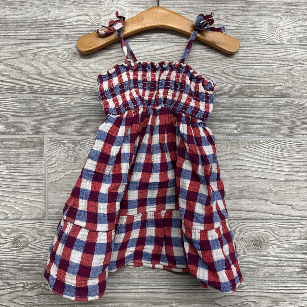 Gauze Gingham Smocked Tank Dress 3t