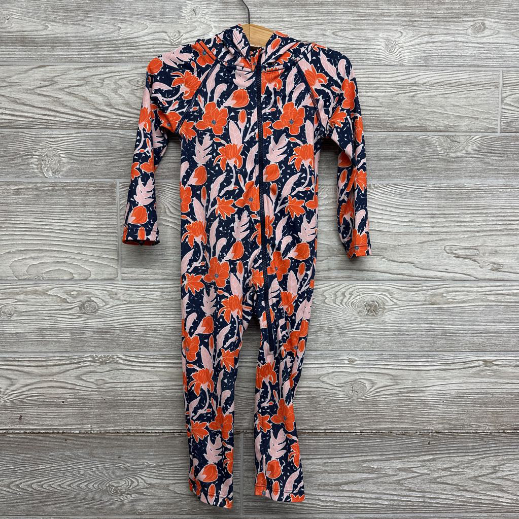LS Swim Outfit W/ Hood Flowers 2T *