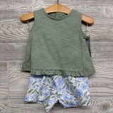NEW Shirt Ruffle Hem W/ Back Buttons & Shorts Flowers 12M