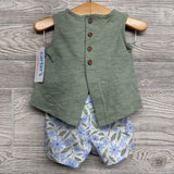 NEW Shirt Ruffle Hem W/ Back Buttons & Shorts Flowers 12M
