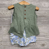 NEW Shirt Ruffle Hem W/ Back Buttons & Shorts Flowers 18M
