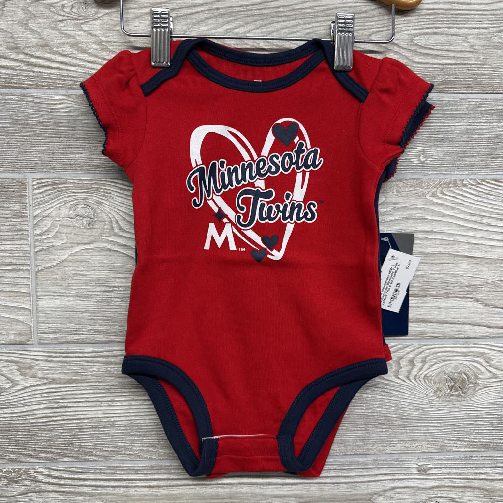 NEW 2 Pk Bodysuits Minnesota Twins Lettuce Trim 6-9M