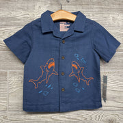 NEW Tropical SS Button Up Embroidered Sharks 18M