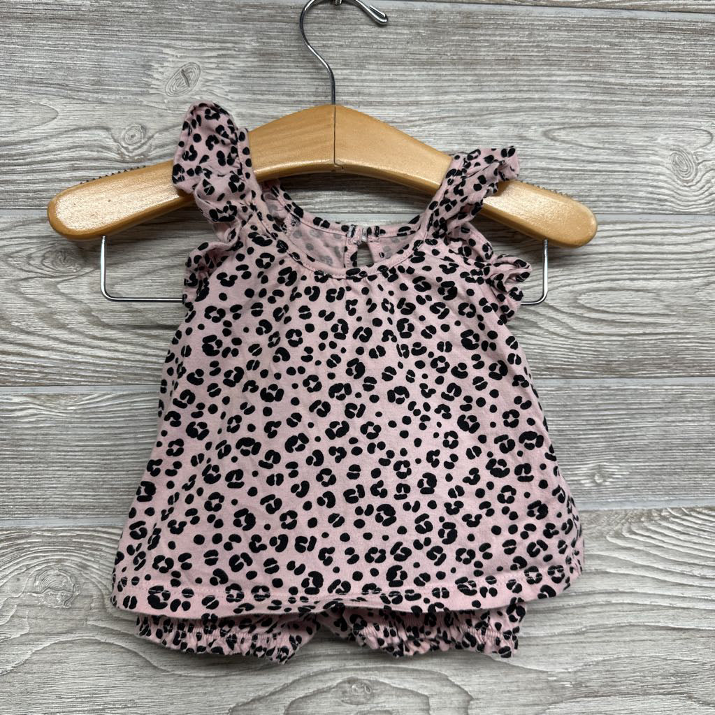 Ruffle Strap Tank Top & Shorts Animal Print 0-3M