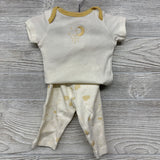 3 Pc Button Up Outfit & Ribbed Shirt & Pants Clouds 9M