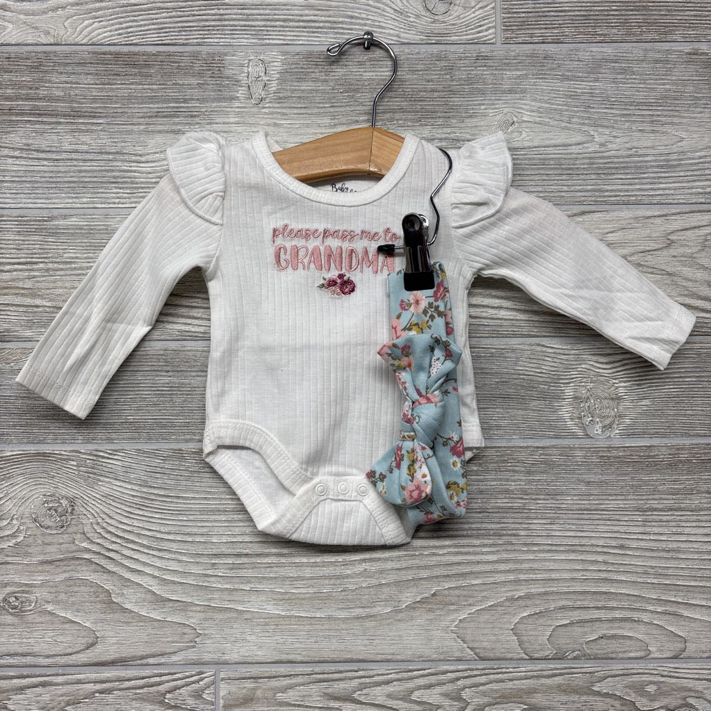 Ribbed Bodysuit Pass Me To Grandma, Flare Pants & Headwrap 3M