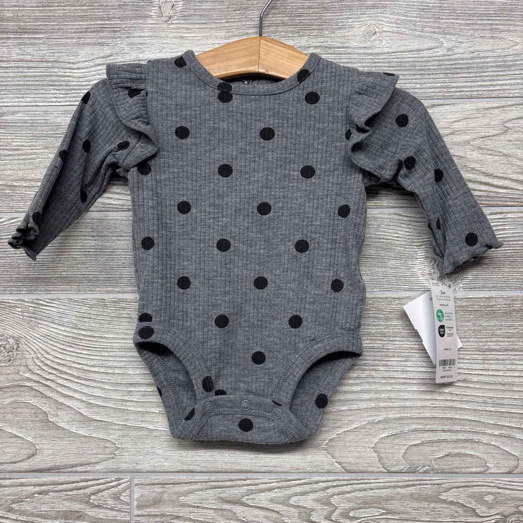 NEW Ribbed Lettuce Trim Bodysuit & Pants Dots 3M