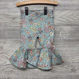 Ribbed Bodysuit Pointelle & Floral Flare Pants & Headwrap 6M