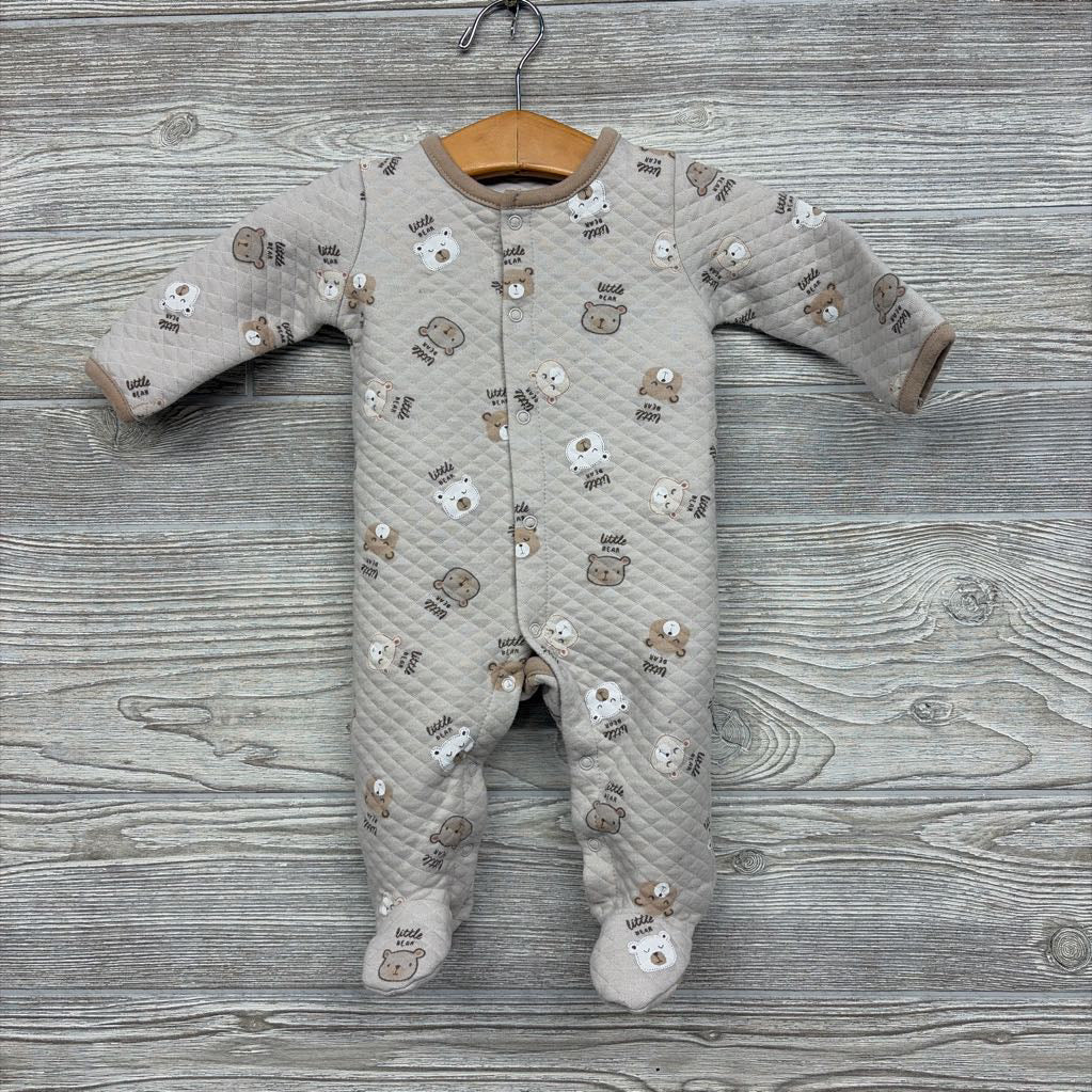 LS Quilted Footed Outfit Little Bears 0-3M