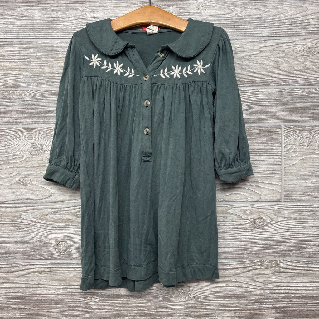 Bamboo LS Dress Embroidered Flowers 2t
