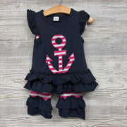 Ruffle Shirt Anchor & Pants Stripes 18M