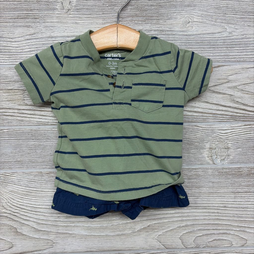 Henley Shirt Stripes & Shorts 0-3M