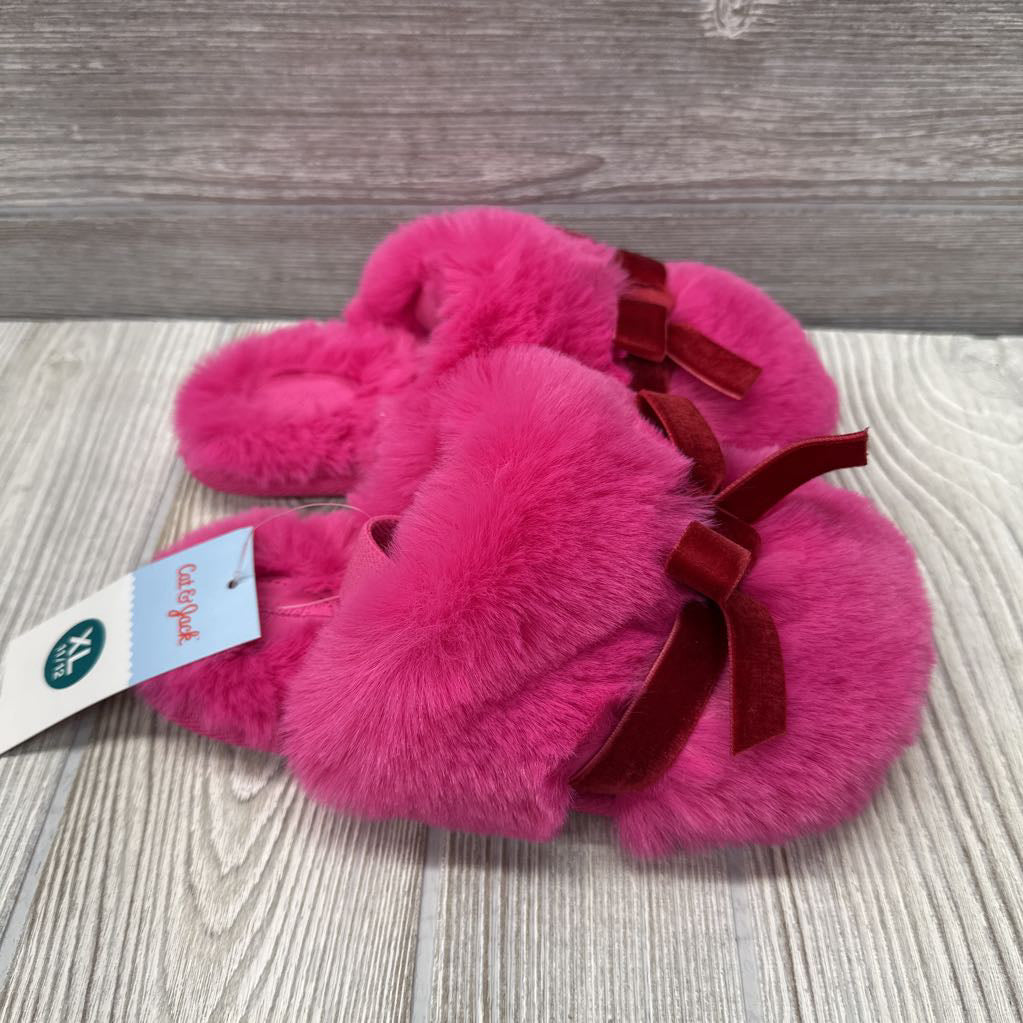 NEW Fuzzy Slippers Bow 11c