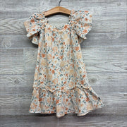 Gauze Flutter Sleeve Dress Flowers 5T