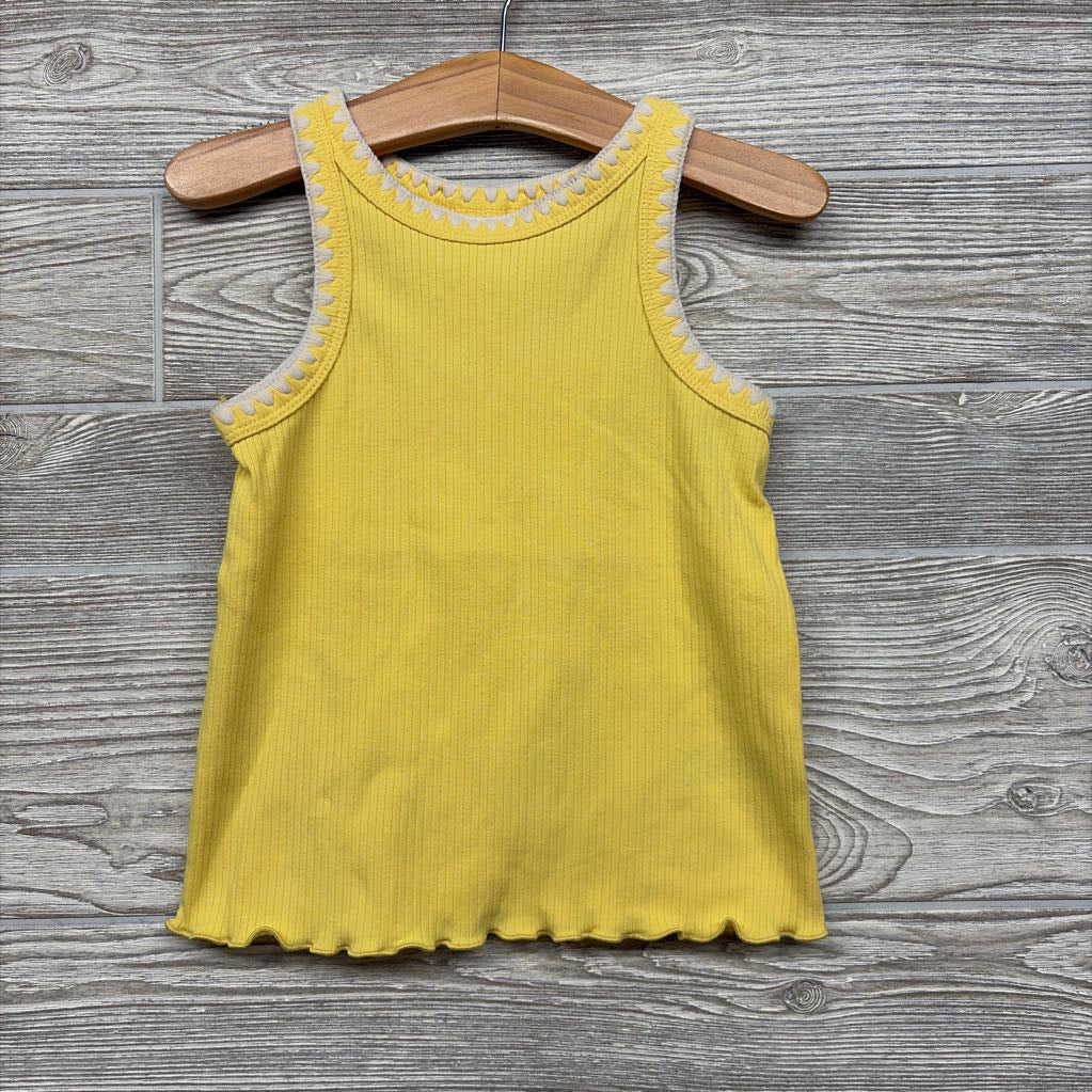 Ribbed Tank Top Lettuce Trim 4T