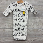 NEW LS Organic Kimono Gown Penguins 0-3M