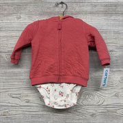 NEW Full Zip Hoodie & Bodysuit Hearts Flowers 6M