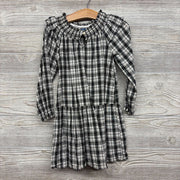 LS Plaid Dress Smocked Neckline 4T