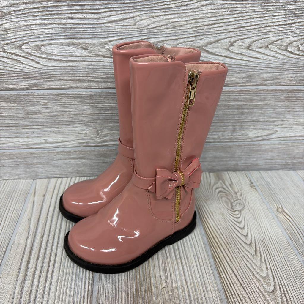 Side Zip Patent Boots Bows 7C