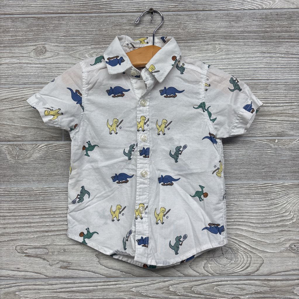 Button Up Shirt Dinosaurs Baseball 12M