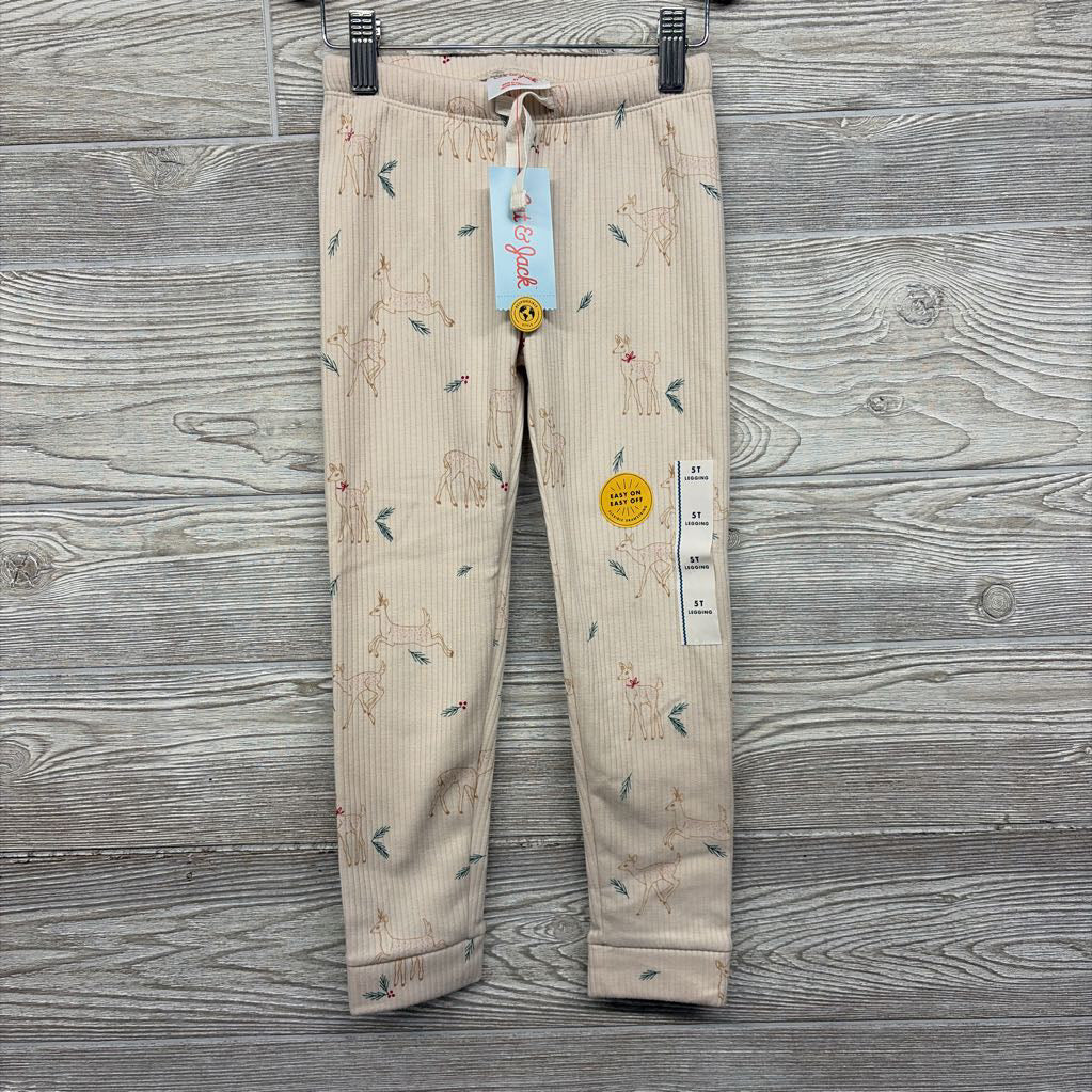 NEW Ribbed Lined Leggings Deer 5T