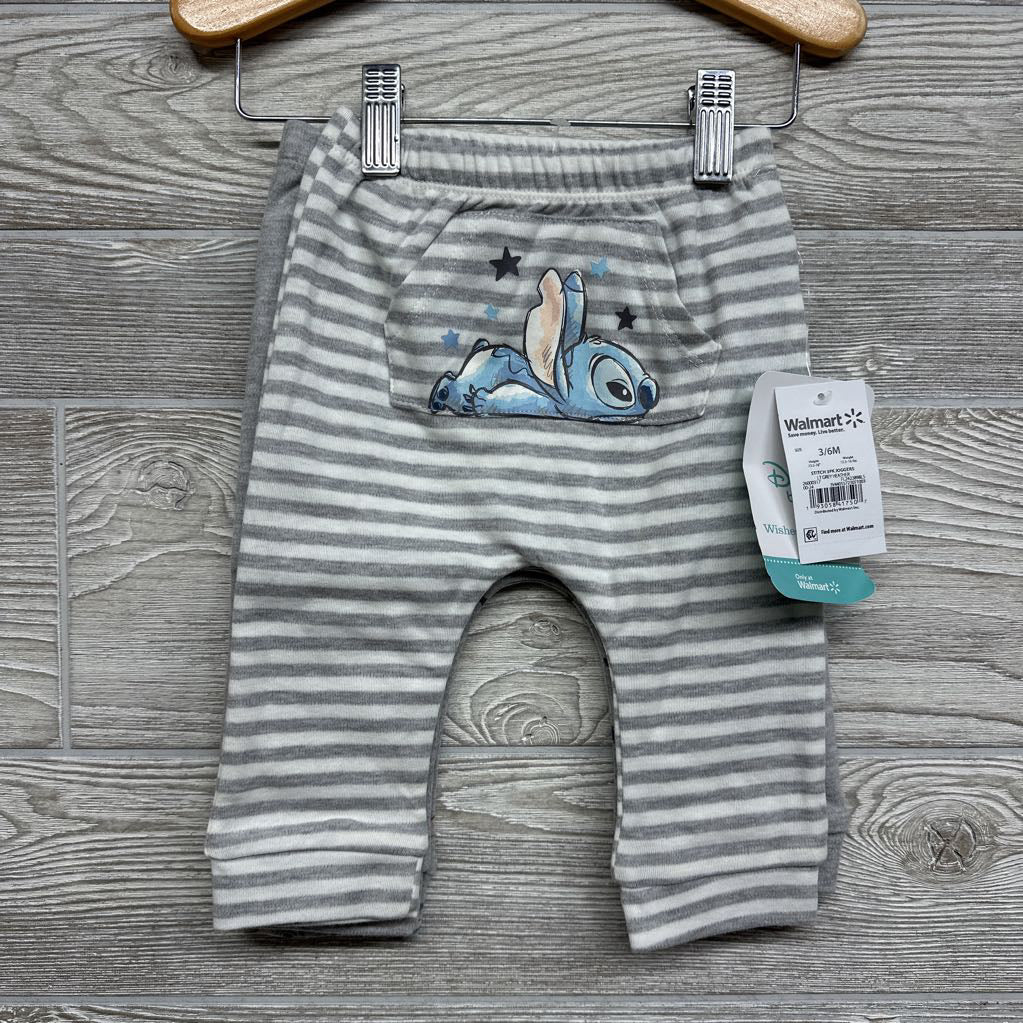 NEW 3 Pk Harem Pants Stripes Stitch Stars 3-6M