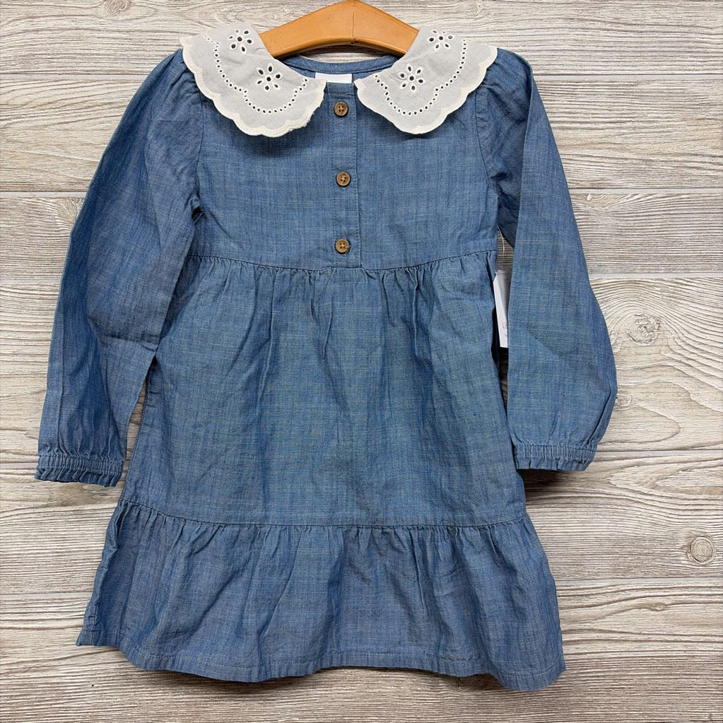 NEW LS Chambray Collared Dress 4T