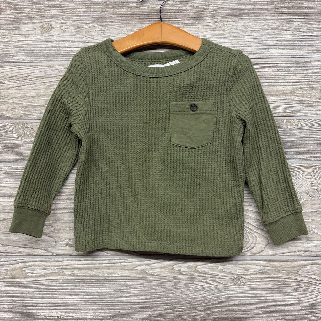 LS Waffle Knit Shirt Chest Pocket 2T