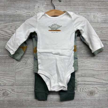 LS Shirt, Bodysuit & Pants Spikes Dinosaurs 9M