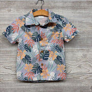 Linen Button Up Shirt Flowers 2T