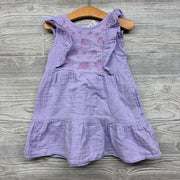 Gauze Flutter Sleeve Dress Embroidered Flowers 3T