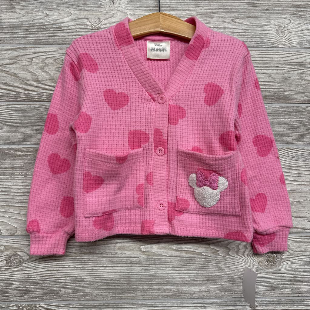 NEW Waffle Knit Cardigan Hearts Minnie Mouse 4T