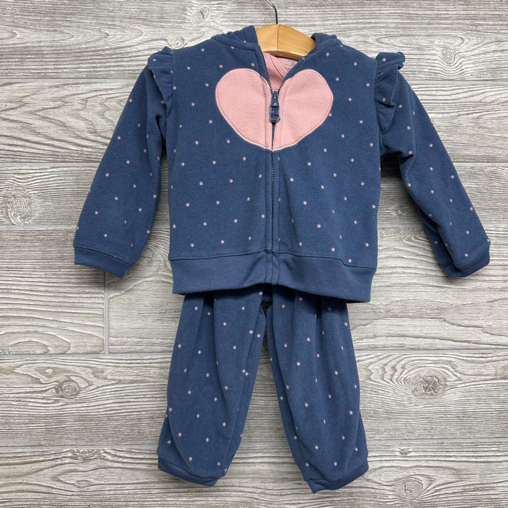 Fleece Jacket, Bodysuit & Pants Dots Heart 12M
