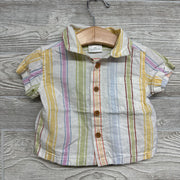 Linen Button Up Shirt Stripes Chest Pocket 3M