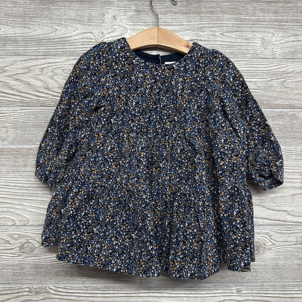 LS Cord Dress Flowers 18-24M