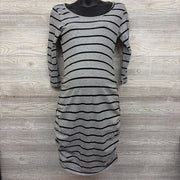 LS Ruched Bodycon Dress Stripes Medium